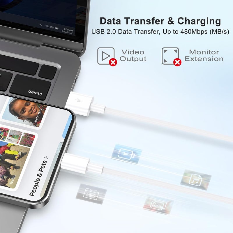 Demark USB A to USB C Cable (3.3 ft/6.6ft),Premium PVC USB A to Type C Charger Cable Fast Charging for iPhone16/15 Series, Pixel，Samsung,Huawei, Xiaomi,Vivo，ect.(USB 2.0) (2M White) - Image 4