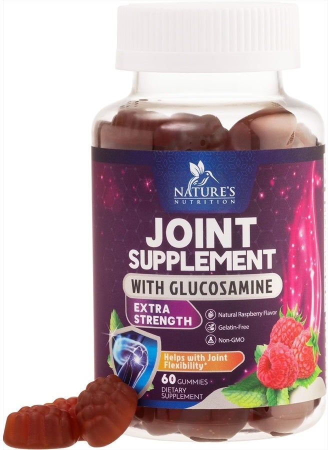 Nature's Nutrition Nature's Joint Support Glucosamine Gummies Plus Vitamin E - Joint Support Supplement for Occasional Discomfort for Back, Knees & Hands - Joint Health & Flexibility Supplement - 60 Gummies  - Image 1