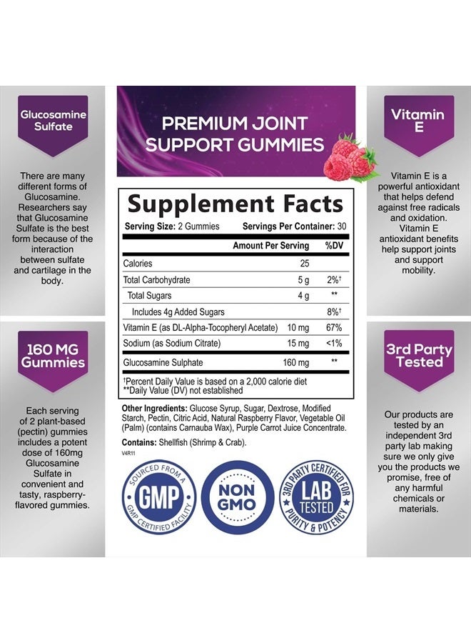 Nature's Nutrition Nature's Joint Support Glucosamine Gummies Plus Vitamin E - Joint Support Supplement for Occasional Discomfort for Back, Knees & Hands - Joint Health & Flexibility Supplement - 60 Gummies  - Image 2