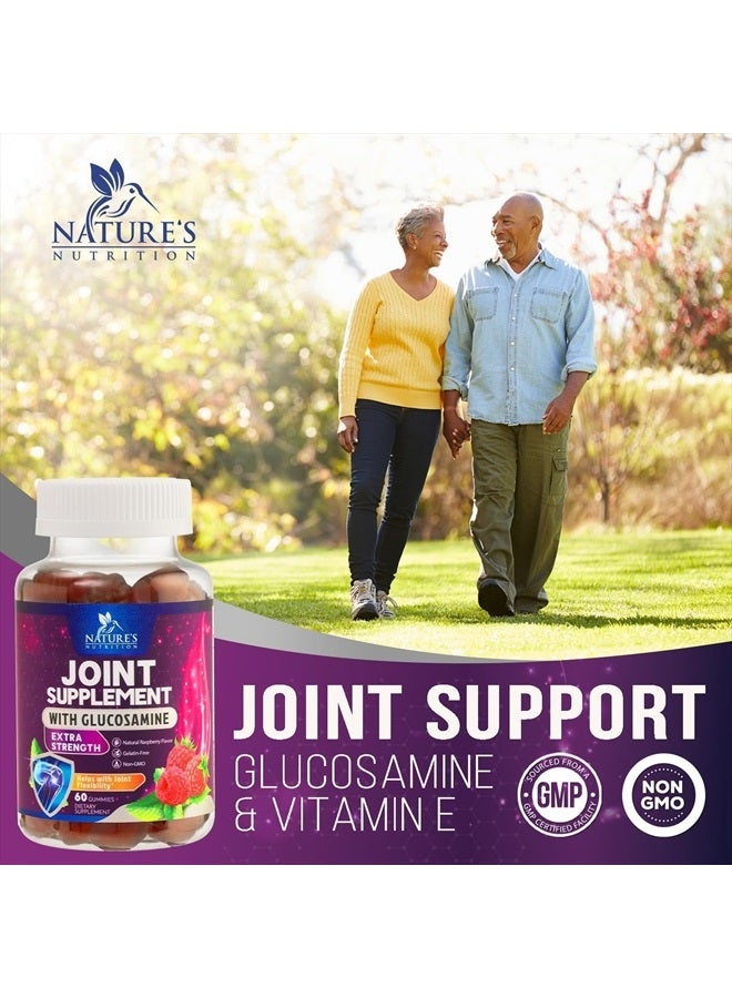 Nature's Nutrition Nature's Joint Support Glucosamine Gummies Plus Vitamin E - Joint Support Supplement for Occasional Discomfort for Back, Knees & Hands - Joint Health & Flexibility Supplement - 60 Gummies  - Image 5
