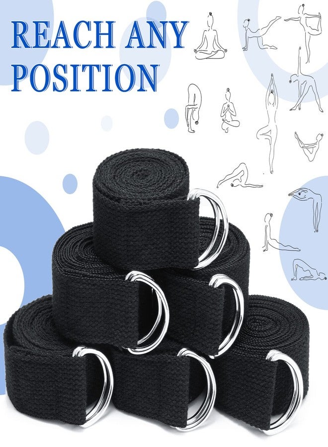 Yilloog 6 Pcs Yoga Strap for Stretching 8 Ft Yoga Exercise Adjustable Straps Bands with Safe Adjustable D Ring Buckle for Pilates Gym Workouts Fitness Improves Sitting Posture(Black) - Image 5