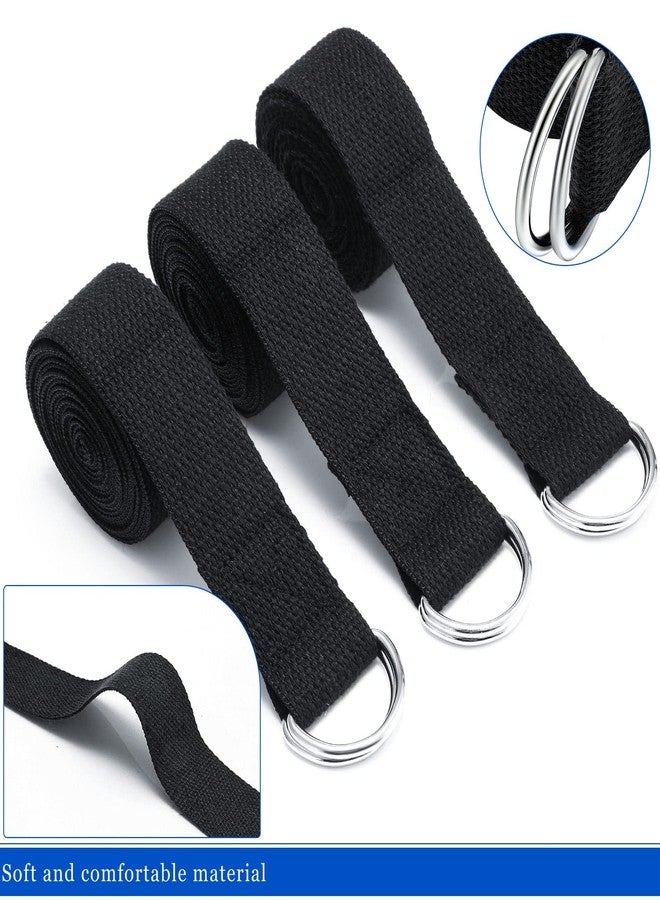 Yilloog 6 Pcs Yoga Strap for Stretching 8 Ft Yoga Exercise Adjustable Straps Bands with Safe Adjustable D Ring Buckle for Pilates Gym Workouts Fitness Improves Sitting Posture(Black) - Image 3