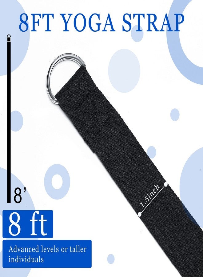 Yilloog 6 Pcs Yoga Strap for Stretching 8 Ft Yoga Exercise Adjustable Straps Bands with Safe Adjustable D Ring Buckle for Pilates Gym Workouts Fitness Improves Sitting Posture(Black) - Image 2