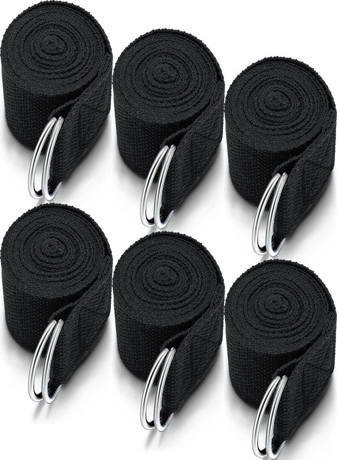 Yilloog 6 Pcs Yoga Strap for Stretching 8 Ft Yoga Exercise Adjustable Straps Bands with Safe Adjustable D Ring Buckle for Pilates Gym Workouts Fitness Improves Sitting Posture(Black) - Image 1