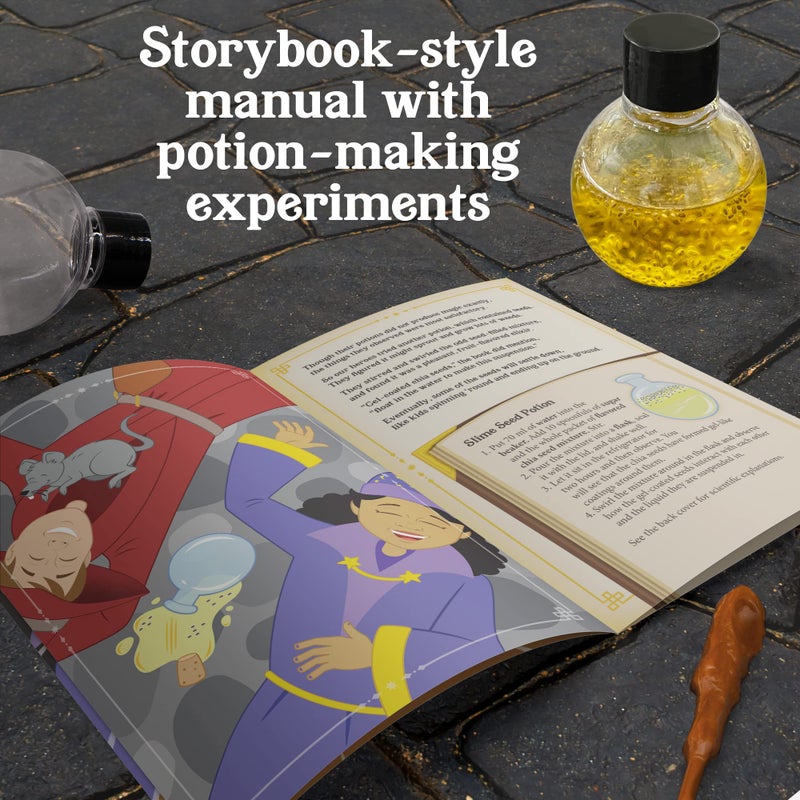 Thames & Kosmos Tasty Labs Wizard Potion Science Kit - Make 5 Magical Potions, Chemistry Experiments Safe to Drink, Includes Cauldron & Wand - Study Reactions, Polymers & More - Image 4