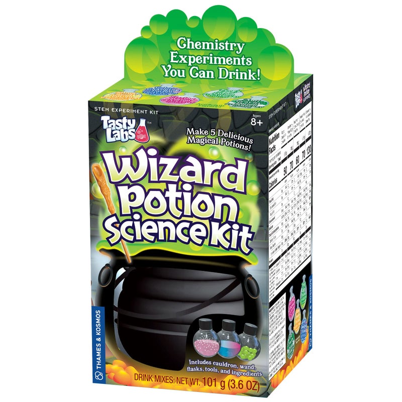 Thames & Kosmos Tasty Labs Wizard Potion Science Kit - Make 5 Magical Potions, Chemistry Experiments Safe to Drink, Includes Cauldron & Wand - Study Reactions, Polymers & More - Image 1