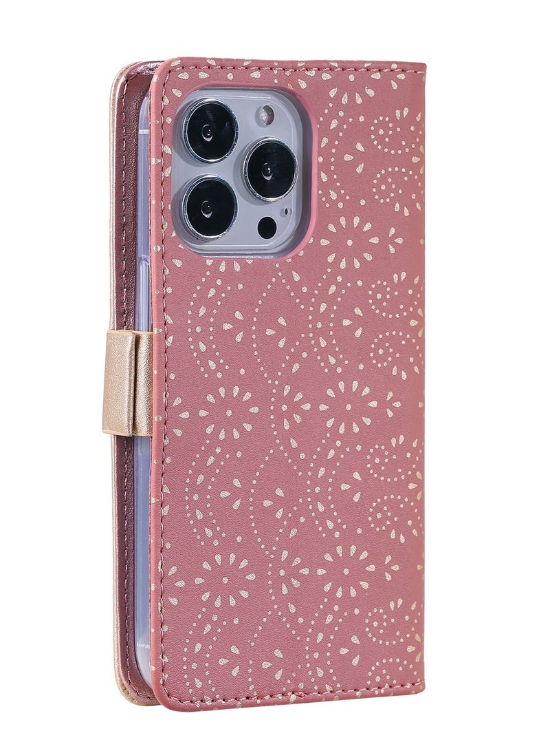 Suteni Lace Zipped Protective Leather Flip Cover Card Slots Phone Case for iPhone - Image 2