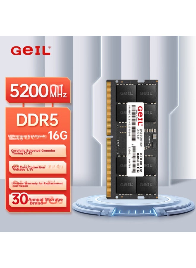 Geil 16gb Ddr5-5200 Laptop Memory Module, Millennium Series - Image 1