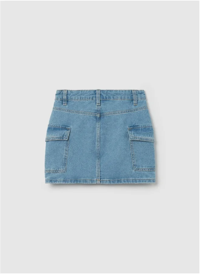 او في اس Denim miniskirt with pockets
