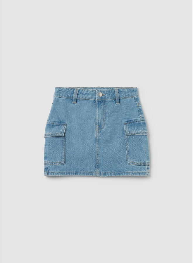 او في اس تنورة جينز قصيرة بجيوب - Image 1