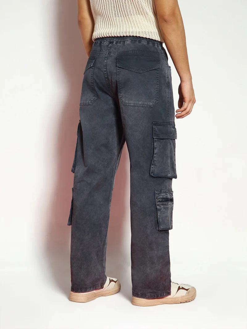 Urbano Fashion  Urbano Fashion Men's Grey Loose Baggy Fit Travel Cargo Jeans with 8 Pockets Stretchable for Men | Best Price UAE