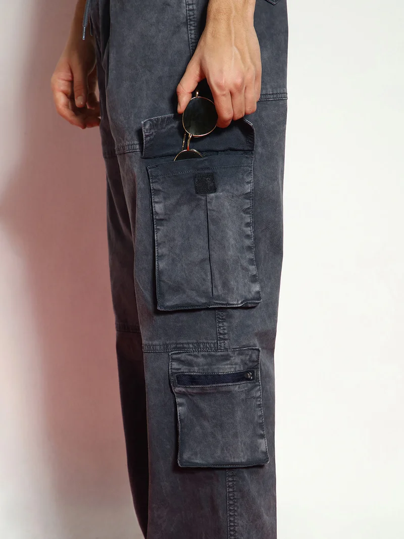 Urbano Fashion  Urbano Fashion Men's Grey Loose Baggy Fit Travel Cargo Jeans with 8 Pockets Stretchable for Men | Best Price UAE
