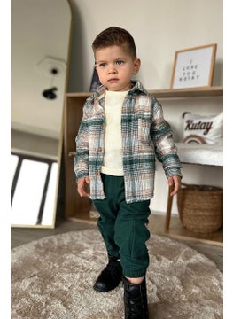 Miniğimin Cicileri My Little Ones Plaid Shirt 3 Piece Baby Boy Set - Green  - Image 5