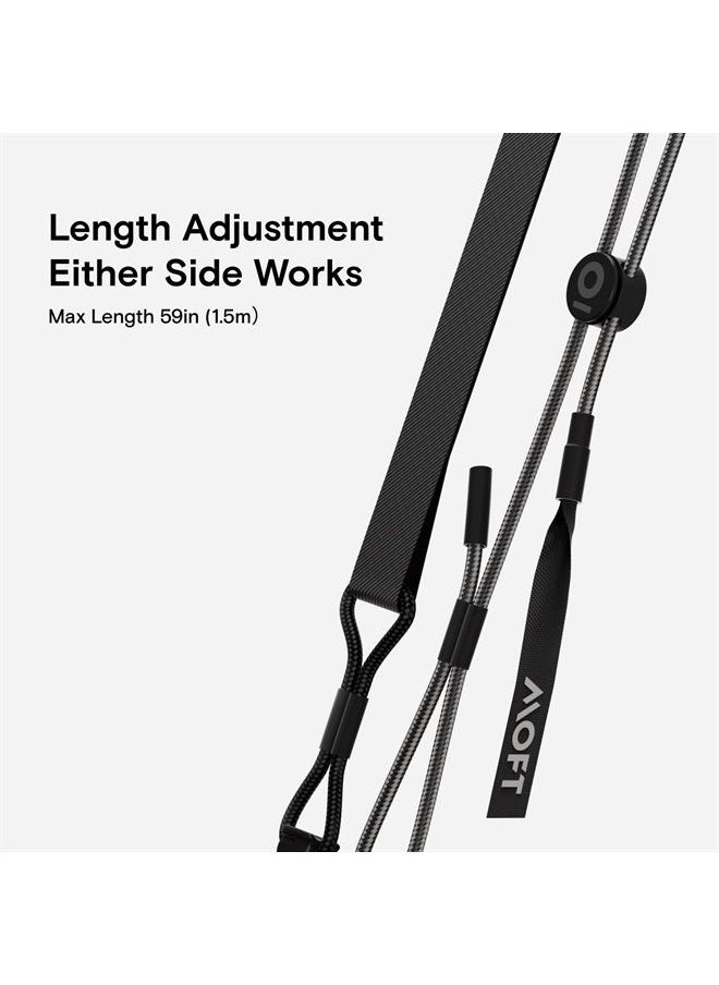 MOFT - Phone Lanyard, Universal Adjustable Detachable Crossbody Long Lanyard with Phone Patch, Compatible with Most Smartphones, Bare Phone, Length up to 150cm, Jet Black - Image 1