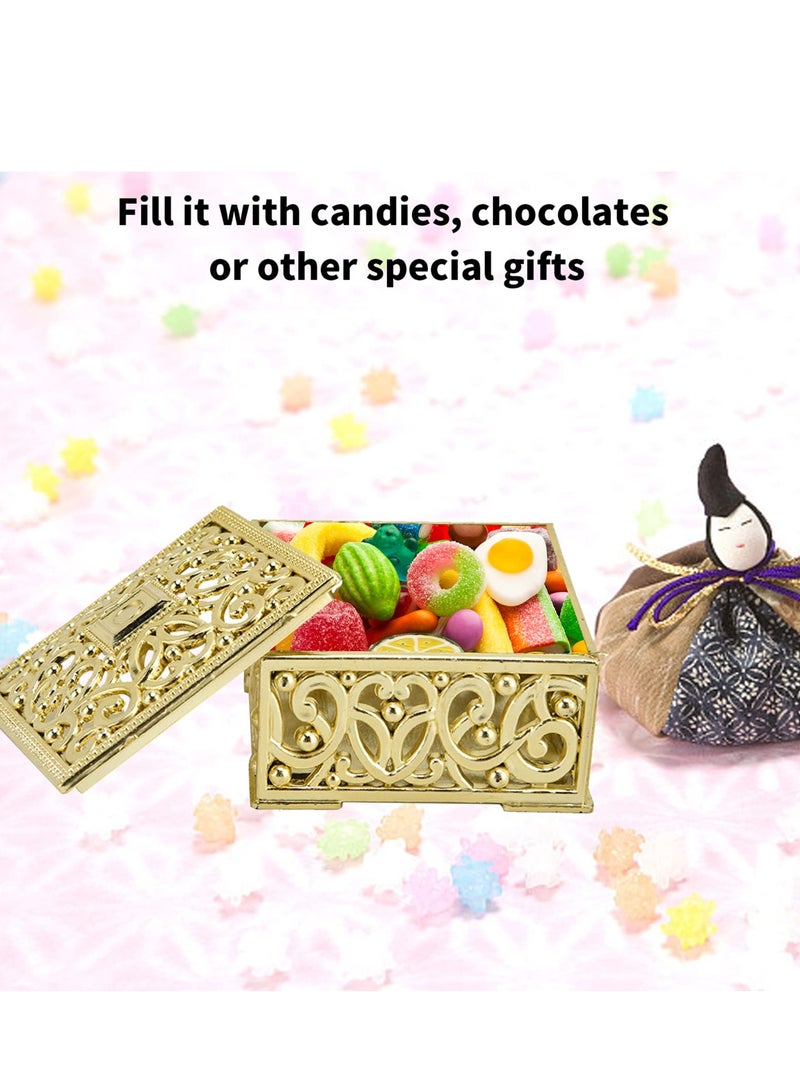 Hollow Candy Boxes, 12Pcs Candy Boxes Plastic Wedding Favor Boxes, Wedding Favor Boxes Hollow Jars Candy Storage Boxes Gift Boxes, for Wedding, Baby Shower, Birthday Party (Gold) - Image 4