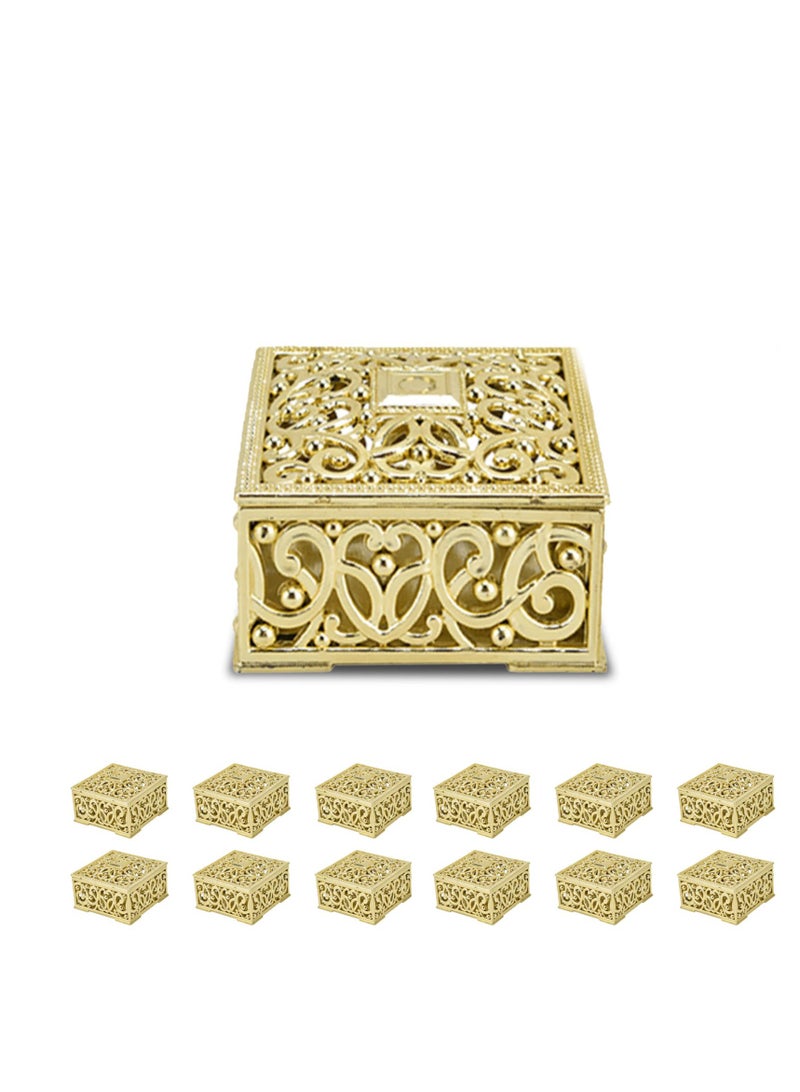 Hollow Candy Boxes, 12Pcs Candy Boxes Plastic Wedding Favor Boxes, Wedding Favor Boxes Hollow Jars Candy Storage Boxes Gift Boxes, for Wedding, Baby Shower, Birthday Party (Gold) - Image 1