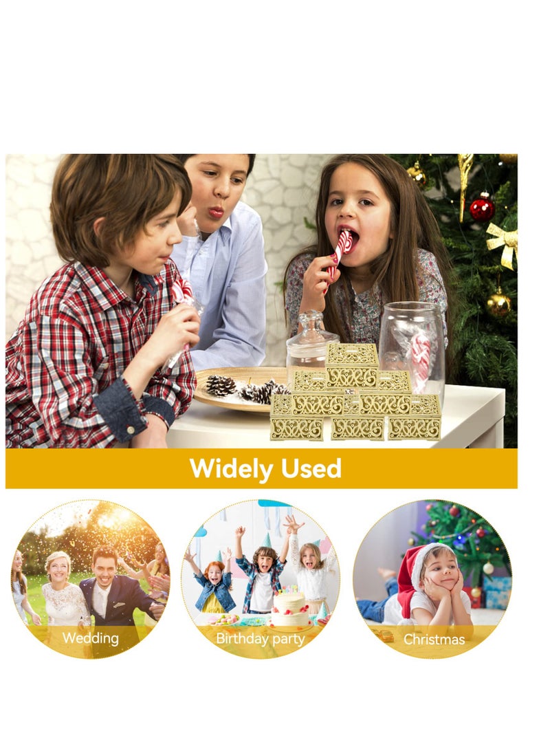 Hollow Candy Boxes, 12Pcs Candy Boxes Plastic Wedding Favor Boxes, Wedding Favor Boxes Hollow Jars Candy Storage Boxes Gift Boxes, for Wedding, Baby Shower, Birthday Party (Gold) - Image 2