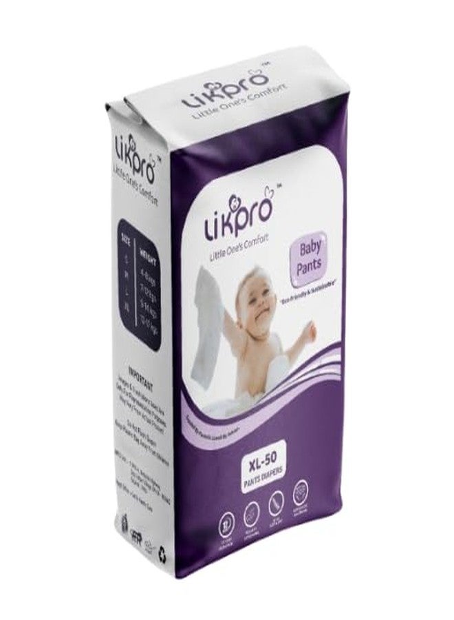 Likpro Premium Baby Diapers | Ultra Soft, Dry & Leak-Proof | Anti-Rash Cottony Layer, 12-Hour Absorption, Flexible Fit | Size S, M, L, XL (XL, 50, count) - Image 1