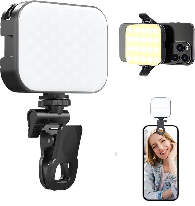 Clefairy LED Rechargeable Selfie Light - Lighting Mode Phone Ring Light Mini Portable Clip on Fill Lights for iPhone, Cell Phone, Laptop, TikTok, Selfie, Video Conference - Image 1