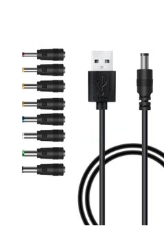 SJet Universal 5V USB to DC 5V Power Cord 5.5 2.1 mm Plug Connector Tip Jack Charging Cable with 8 Connector Tips  - Image 1