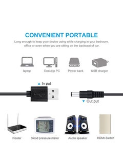 SJet Universal 5V USB to DC 5V Power Cord 5.5 2.1 mm Plug Connector Tip Jack Charging Cable with 8 Connector Tips  - Image 3