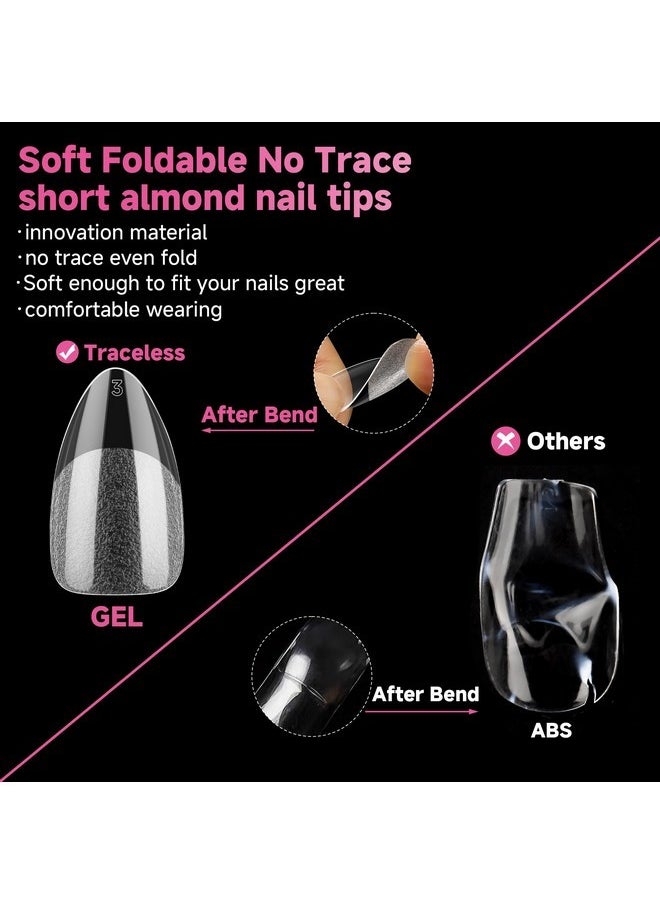 UNA GELLA Short Almond Nail Tips, 312Pcs Short Almond Gel X Nail Tips Half Matte Soft Gel Nail Tips Clear Fake Nails For Full Cover Nail Extension Home Diy Nail Salon 12 Sizes  - Image 4