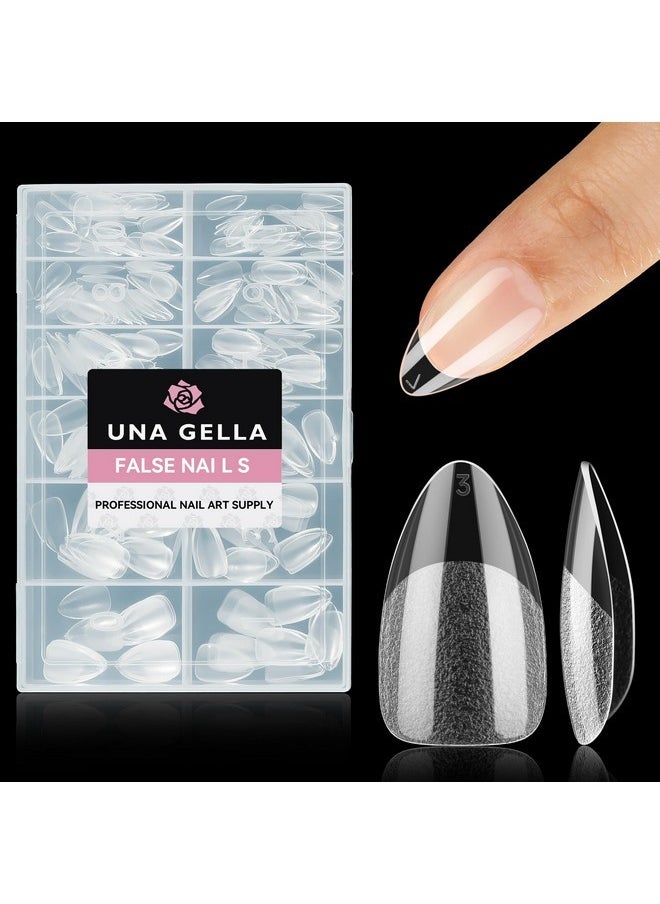 UNA GELLA Short Almond Nail Tips, 312Pcs Short Almond Gel X Nail Tips Half Matte Soft Gel Nail Tips Clear Fake Nails For Full Cover Nail Extension Home Diy Nail Salon 12 Sizes  - Image 1
