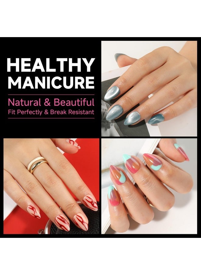 UNA GELLA Short Almond Nail Tips, 312Pcs Short Almond Gel X Nail Tips Half Matte Soft Gel Nail Tips Clear Fake Nails For Full Cover Nail Extension Home Diy Nail Salon 12 Sizes  - Image 2