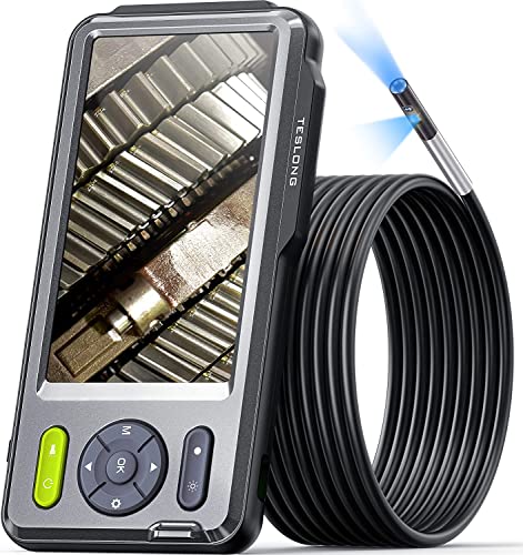 Teslong 5mm Dual Lens Inspection Camera, Teslong Borescope with LED Light, HD Industrial Endoscope, 5" IPS Screen, Waterproof Video Scope Camera, Flexible Cable for Home/Automotive/Pipe/Car/Wall(16.5FT) - Image 1