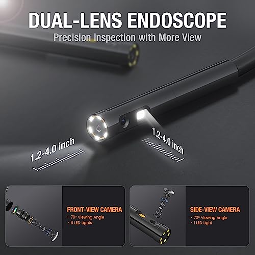 Teslong 5mm Dual Lens Inspection Camera, Teslong Borescope with LED Light, HD Industrial Endoscope, 5" IPS Screen, Waterproof Video Scope Camera, Flexible Cable for Home/Automotive/Pipe/Car/Wall(16.5FT) - Image 4