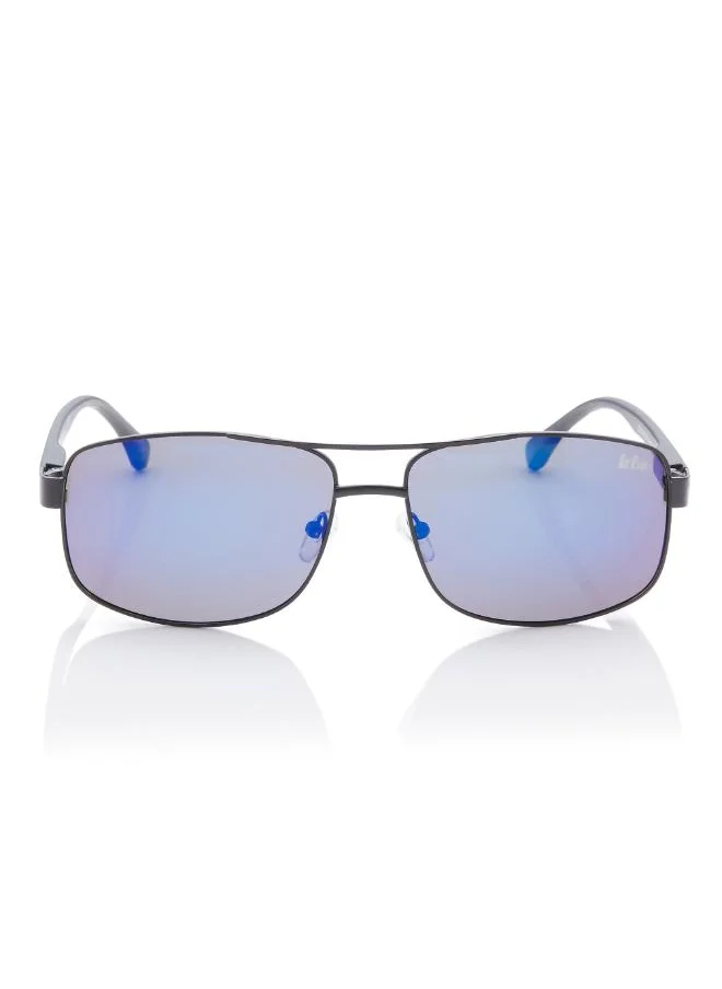 Lee Cooper Polarized Sunglasses Black Frame Blue Mirror Mirror Lens 64mm  - LC1203C03