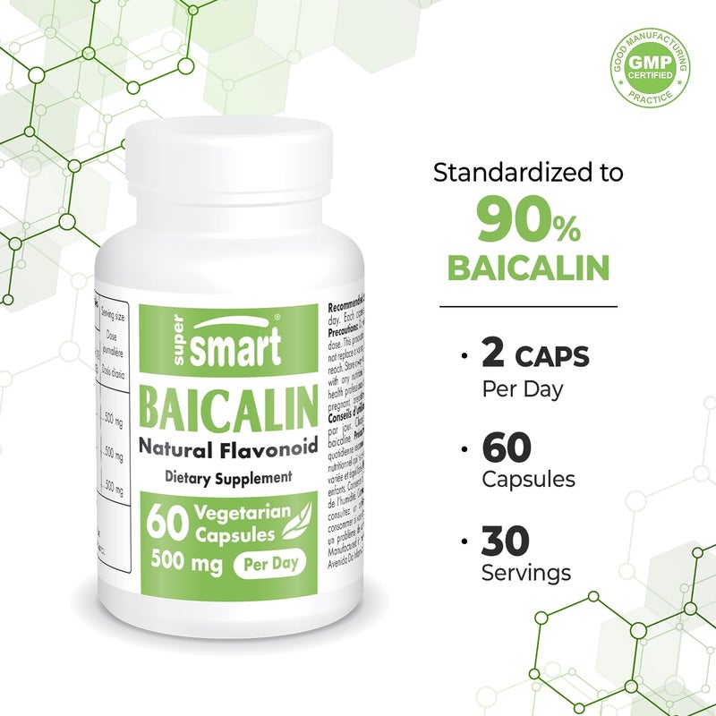 Supersmart - 90% Baicalin 500mg per Day (Scutellaria Baicalensis) - Chinese Skullcap Extract Supplement | Non-GMO & Gluten Free - 60 Vegetarian Capsules - Image 4
