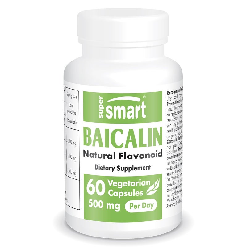 Supersmart - 90% Baicalin 500mg per Day (Scutellaria Baicalensis) - Chinese Skullcap Extract Supplement | Non-GMO & Gluten Free - 60 Vegetarian Capsules - Image 1