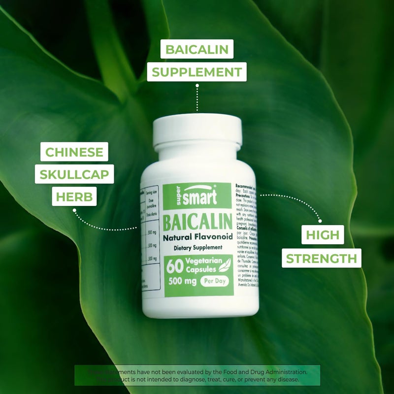 Supersmart - 90% Baicalin 500mg per Day (Scutellaria Baicalensis) - Chinese Skullcap Extract Supplement | Non-GMO & Gluten Free - 60 Vegetarian Capsules - Image 2