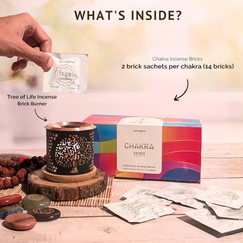 Aromafume 7 Chakra Incense Bricks Gift Set by Aromafume | 14 Bricks & Tree of Life Incense Burner | Smokless Incense Bricks | Meditation Accessories | Gifts for Family and Friends - Image 3