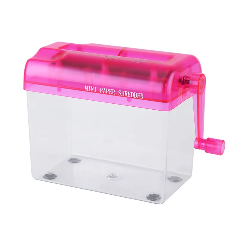 Pink Manual Paper Shredder Portable A6 Mini Hand Crank For Office Home School With Anti Slip Pads - Image 4