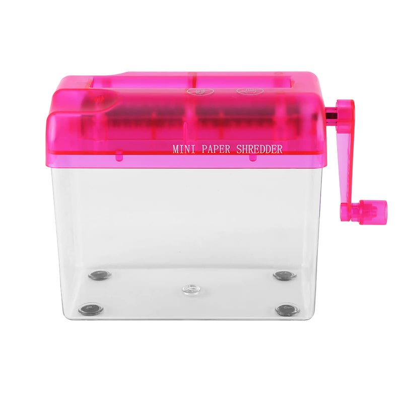 Pink Manual Paper Shredder Portable A6 Mini Hand Crank For Office Home School With Anti Slip Pads - Image 3
