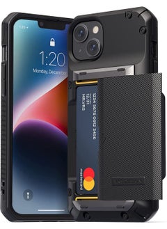 Damda Glide Pro iPhone 14 Plus Case Cover Wallet with Semi Automatic Credit Card Holder Slot (3-4 Cards) - Black Groove