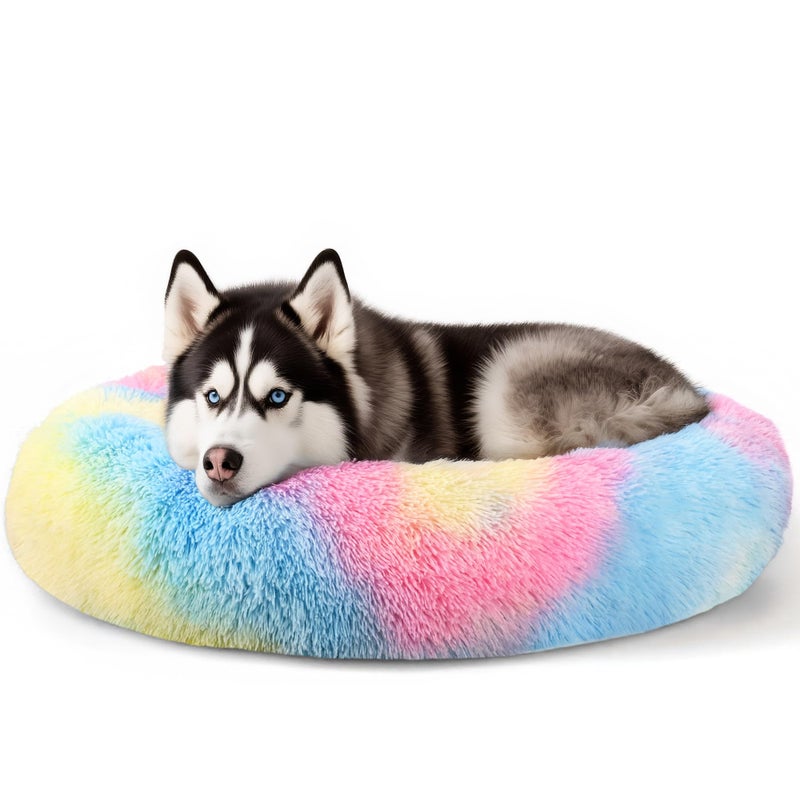 Hoewina Extra Large Dog Beds 36 Inch Human Dog Anxiety Relief Comfort Bed Indestructible Chew Proof Pet Beds Rainbow - Image 2