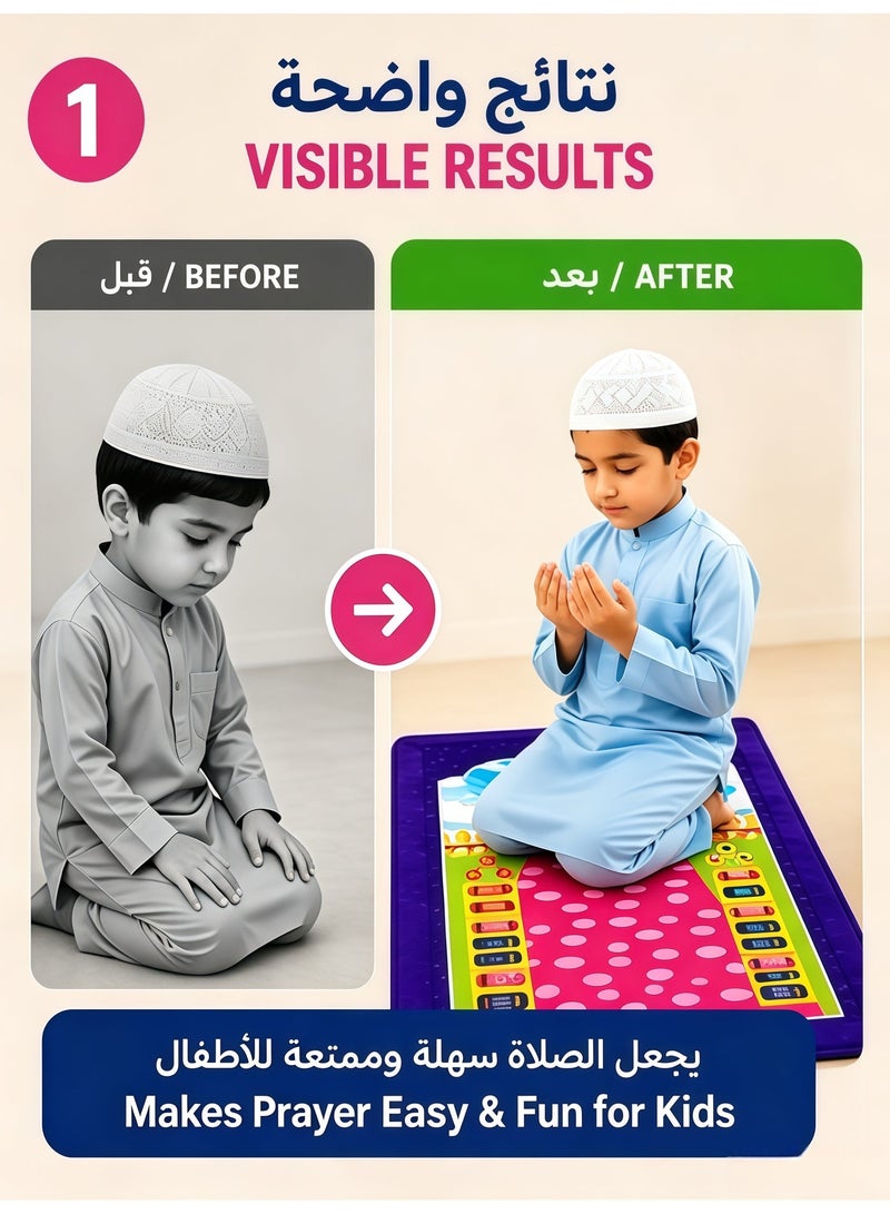 Children's Smart Electronic Prayer Blanket, Islamic Education Prayer Blanket, with Step-by-Step Instructions, Dimensions:  71.5x 56.5 x 64 cm - Image 2