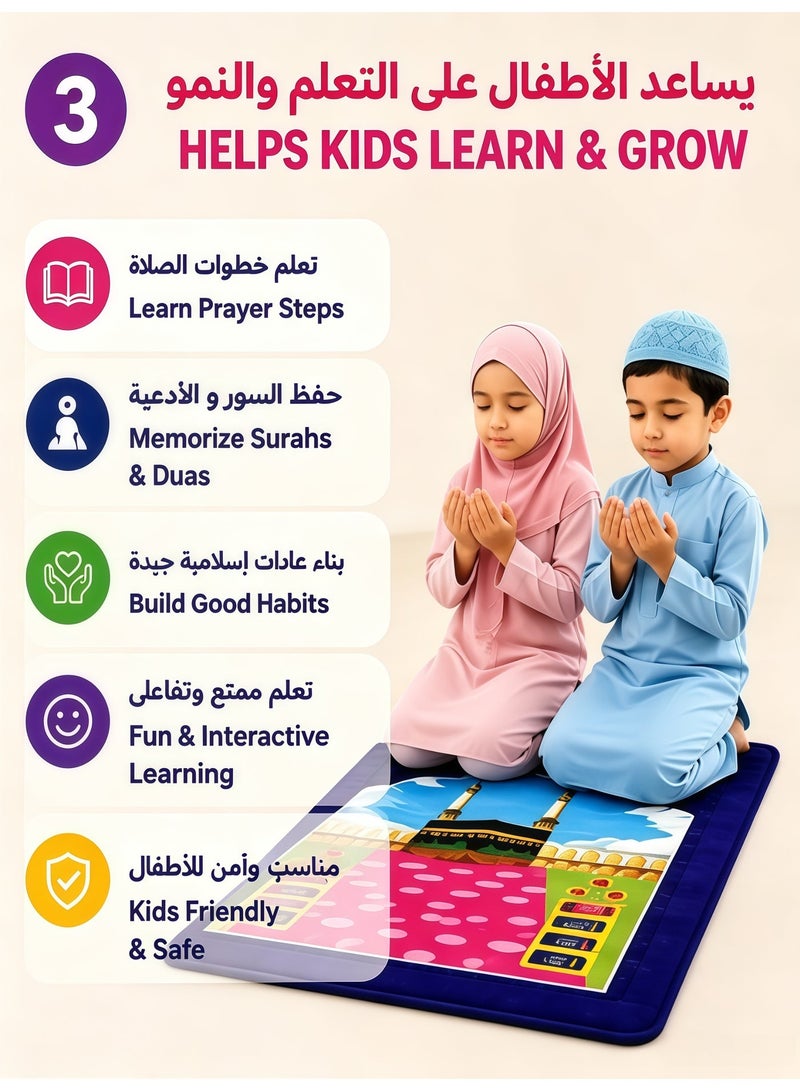 Children's Smart Electronic Prayer Blanket, Islamic Education Prayer Blanket, with Step-by-Step Instructions, Dimensions:  71.5x 56.5 x 64 cm - Image 4