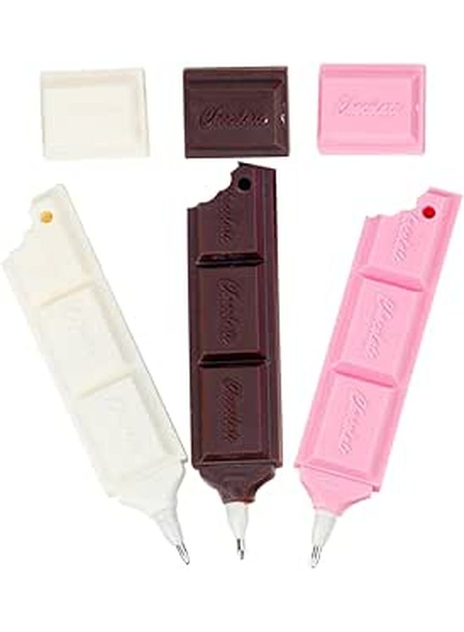 3 Pieces Chocolate Shaped Ballpoint Pens Creative Writing Supplies For School Office Home Gift Aesthetic Assorted White Coffee Pink Color Set - Image 1