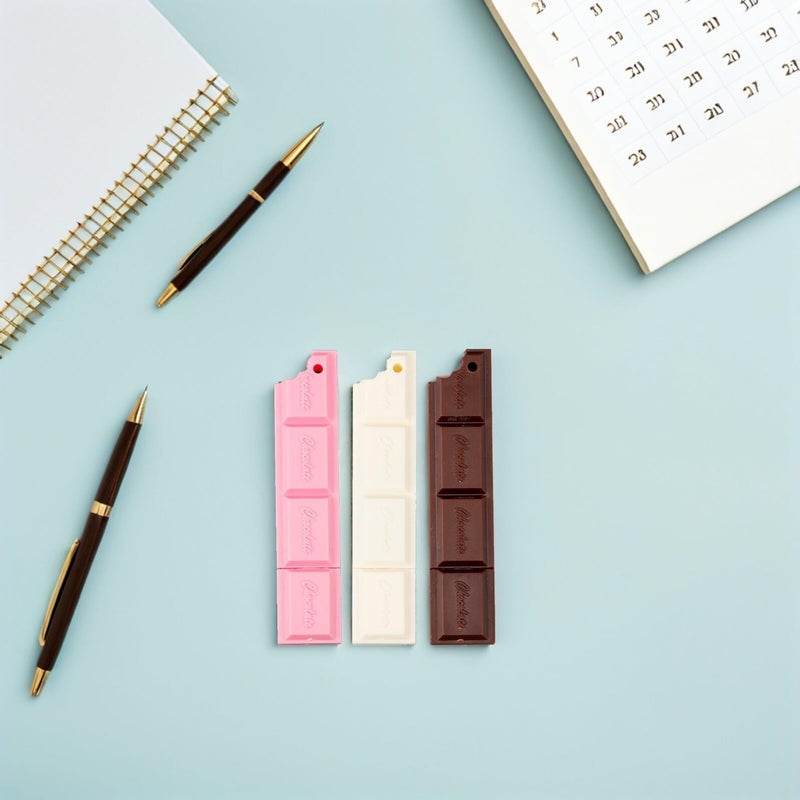 3 Pieces Chocolate Shaped Ballpoint Pens Creative Writing Supplies For School Office Home Gift Aesthetic Assorted White Coffee Pink Color Set - Image 5