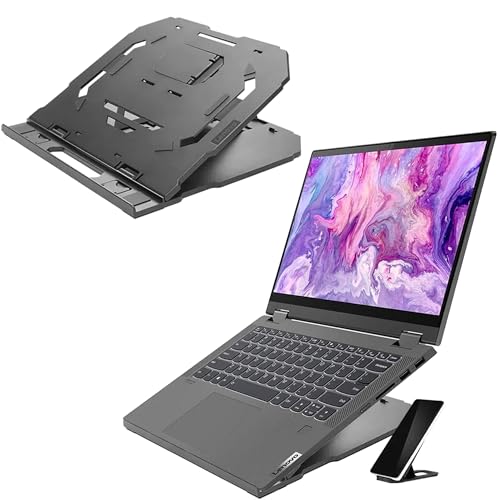 Lenovo 2-in-1 Laptop Stand - Adjustable, Portable, Foldable, Ergonomic, Non-Slip, Compatible with Laptops up to 15" and Cell Phones, Ideal for Travel - Image 1