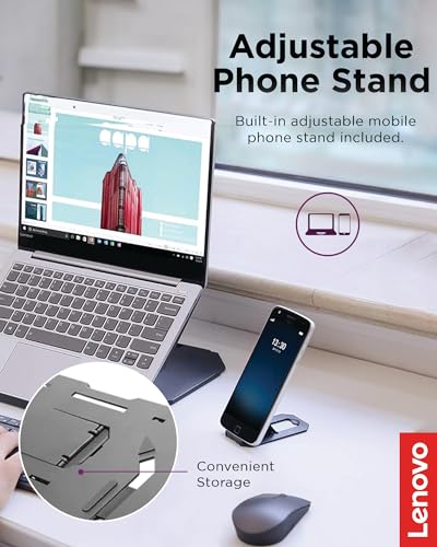 Lenovo 2-in-1 Laptop Stand - Adjustable, Portable, Foldable, Ergonomic, Non-Slip, Compatible with Laptops up to 15" and Cell Phones, Ideal for Travel - Image 5