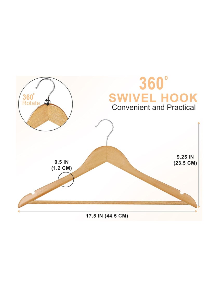 Wooden Hangers 10 Pack Coat Hanger Wood Hangers Premium Suit Hangers for Men Women Heavy Duty Hangers Pants Hanger Set  with 360° Rotatable Hook & Shoulder Grooves  - Image 2
