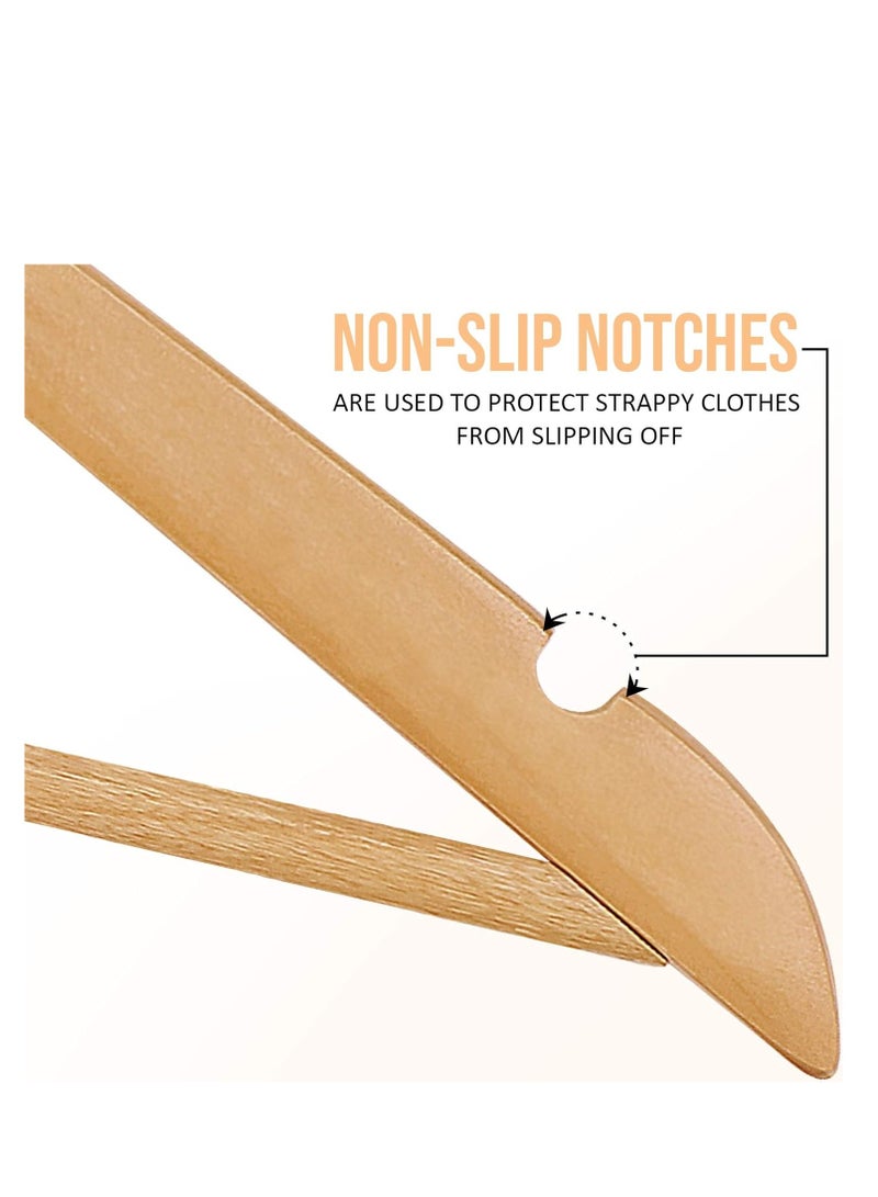 Wooden Hangers 10 Pack Coat Hanger Wood Hangers Premium Suit Hangers for Men Women Heavy Duty Hangers Pants Hanger Set  with 360° Rotatable Hook & Shoulder Grooves  - Image 4