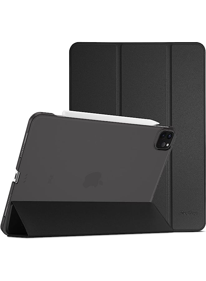 Procases غطاء آيباد برو 12.9 بوصة 2022/2021 / 2020/2018، غطاء خلفي صلب نحيف مع حامل ذكي لآيباد برو 12.9 بوصة الجيل السادس 2022 / الجيل الخامس 2021 / الجيل الرابع 2020 / الجيل الثالث 2018 - أسود - Image 1