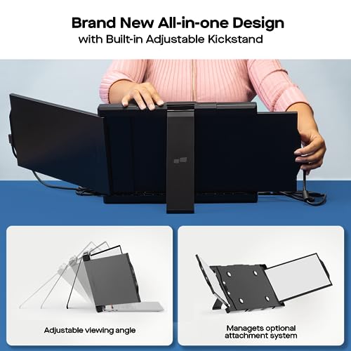 Trio شاشة لابتوب محمولة ثلاثية تريو ماكس 14.1" (إصدار 2025)، شاشة ثلاثية FHD IPS مع حامل مدمج، موسع شاشة لابتوب Type-C/USB A (مغناطيس اختياري)، ويندوز/أندرويد/macOS/Switch - Image 3