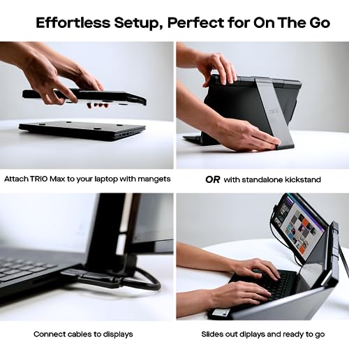 Trio شاشة لابتوب محمولة ثلاثية تريو ماكس 14.1" (إصدار 2025)، شاشة ثلاثية FHD IPS مع حامل مدمج، موسع شاشة لابتوب Type-C/USB A (مغناطيس اختياري)، ويندوز/أندرويد/macOS/Switch - Image 4